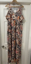 Nuevo con etiquetas Maxi Vestido Naranja/Rosa Floral Hombro Frío Solo Moda Ahora Para Mujer’s XL