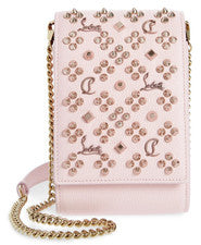 Christian Louboutin Paloma Mujer Tachonado Cuero Rosa Bandolera Teléfono Bolsa