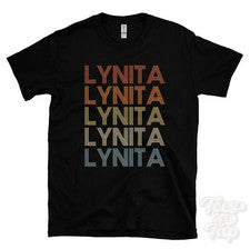 CAMISETA ESTILO RETRO REPETIDO LYNITA para hombre y mujer novedad genial nombre regalo