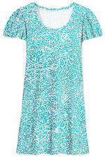 Vestido para mujer - Vestido estampado turquesa - Vestido camiseta - Mediano - Jersey algodón