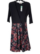 Vestido Le Lis Avalina Tejido Imitación Envoltura 2fer Mujer Manga S 3/4 Floral Gótico de Hadas NUEVO