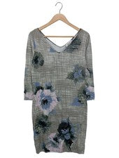Vestido de punto Blugirl estampado floral escote en V gris claro talla 40