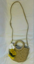 Bolso de Mano Imoshion 2 Vías Estilo Rafia Nuevo con Etiquetas Bolso sin asas o Bandolera Pom y Flecos Borde