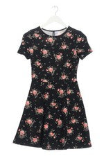 Vestido de verano H&M Divided estampado floral manga corta mujer talla 34 negro