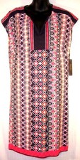 Vestido recto Laundry Shelli Segal para mujer pequeño rosa estampado geométrico múltiple $138