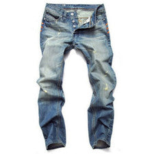 Pantalones de mezclilla para hombre rasgados pierna recta hip hop punk retro azul moda nuevos