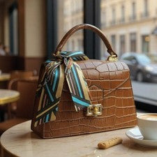 Bolso de mano para mujer de cuero italiano de diseñador - Nala Cognac