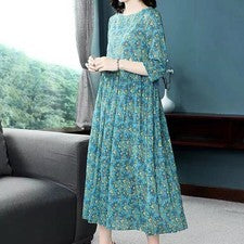 Vestido Flores Vestido Moda Poliéster Tela Elasticidad Moderada