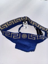 Ropa interior VERSACE - TANGA - Algodón elástico - AZUL - Talla GRANDE para hombre - Italia 6