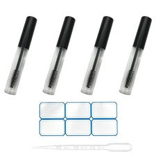 Hágalo usted mismo Beauty Supply 4 tubos de rímel vacíos negros de 10 ml con etiquetas de cepillos