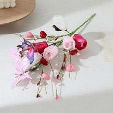 1* Flor artificial realista de tulipán mariposa para boda decoración del hogar fotografía