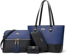 Conjunto de 4 piezas de bolso de mano de moda para mujer E5 Bolso de hombro Cartera Monedero Cartera