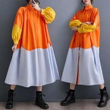 Lo último Mujeres Moda Mezcla Colores Mangas Largas Cuello Solapa Camisa Vestido Fiesta