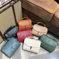 Bolsos de mano con asa superior para mujer de cuero auténtico pequeño bolso bandolera con solapa