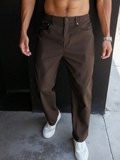 Pantalones cónicos informales de color liso Manfinity Homme para hombre, otoño