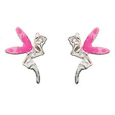 Aretes rosa hada para niñas y niños - plata de ley 925 - caja de regalo