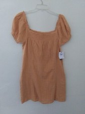 Nuevo con etiquetas Vestido O'Neill Para Mujer Calado Hombro Descubierto Medio Naranja Aspecto Arrugado
