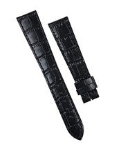 Correa de reloj de cuero genuino Tissot de 18 mm x 14 mm de grano de cocodrilo negro