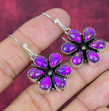 Pendientes de plata de ley 925 hechos a mano con piedras preciosas turquesa cobre púrpura joyería