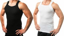 2-4 paquetes de camisetas sin mangas de algodón estilo unidad G para hombre corte cuadrado costilla muscular camisetas