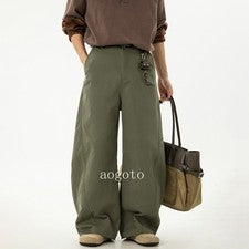 Pantalones Sueltos Retro Estilo Americano Para Hombres Largos Pierna Ancha Informales Primavera Carga