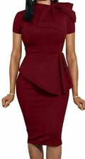 Para mujeres Lagshian Moda Peplum Bodycon Manga Corta Lazo Club Volantes