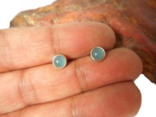 AQUAMARIN Sterlingsilber 925 Edelstein Ohrringe - 5 mm