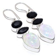 Pendiente de joyería de plata esterlina 925 con piedras preciosas de ónix...
