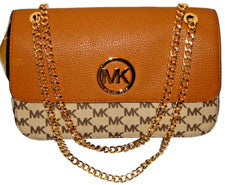 Bolso de mujer MICHAEL KORS FULTON MK firma con solapa cadena bellota natural 38H7XFTL1V