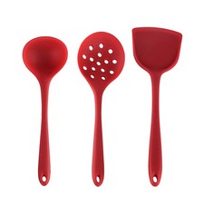 Juego de utensilios de cocina de silicona antiadherentes de 3 piezas aparatos de cocina rojos