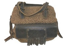 Bolso de hombro Bonfanti hecho en Italia 100 % lana y cuero para mujer nuevo