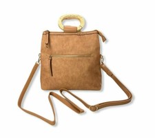 Bolso convertible para mujer con cierre de cremallera con correas - VR NYC - coñac - S* P11
