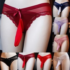 Todas las Temporadas Hombres Ropa Interior Calzoncillos Sexy Corneta Bolsa Moda Encaje Moño