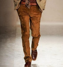 Pantalones de gamuza real para hombre Pantalones largos rectos de trabajo estilo vintage británico