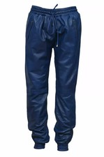 Pantalón Jogger de Moda Piel de Cordero Real Informal Azul Pantalón Elegante Hombres