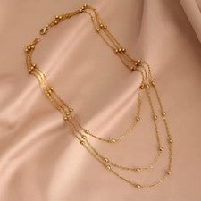Conjunto de regalo de joyería collar cadena con cuentas de tres capas chapado en oro *VENDEDOR DEL REINO UNIDO*