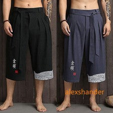 Pantalones Cortos Para Hombre Pantalones Yukata Kimono Japonés Sueltos Étnico Estilo Vintage
