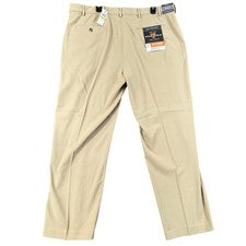 Pantalones de vestir Van Heusen para hombre 44x32 caqui mancha cintura elástica oficina informales