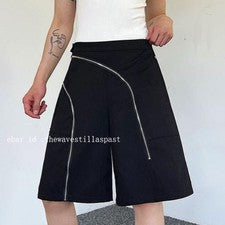 Pantalones cortos sueltos informales jóvenes con cremallera gótica punk diseño de moda para hombre
