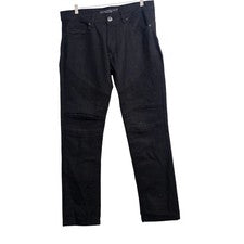 Pantalones de mezclilla ajustados Truth Substance Common Sense negros para motociclista 32x32 rodilla acanalada