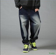 Chic Retro Pantalones de Vaquero Para Hombre Algodón Sueltos Informales Sueltos Jeans Moda Pantalones
