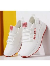 Zapatos de salón deportivos blancos y rojos para gimnasio. Suave y ligero. Transpirable talla 2,5