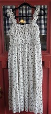 Vestido midi Kingston gris para mujer blanco negro floral sin mangas con correa talla M nuevo con etiquetas
