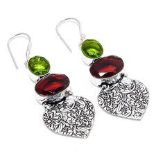 Granate de Mozambique, piedras preciosas de peridoto 925 pendiente de joyería...