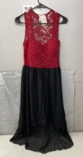 Mini Vestido Fashion Magazine Rojo y Negro Alto Bajo Mujer Talla L