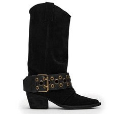 YRRXERSS Botas de Vaquero para Mujer Hebilla Correa Gamuza Vaquera Punta...