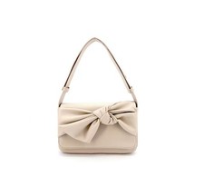 LIKE DREAMS Elena Bow Bolso de Hombro Mujer Pequeño Cuero Vegano MARFIL BLANCO ROTO~