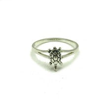 Anillo de plata de ley real tortuga perforado sólido 925 hecho a mano