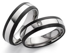Pareja de anillos de boda anillos de pareja anillos de compromiso anillo de titanio de carbono anillo de diamantes + gra