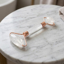 Elegante rodillo facial de cuarzo transparente | Herramienta de cuidado de la piel de cristal curativo para brillo
